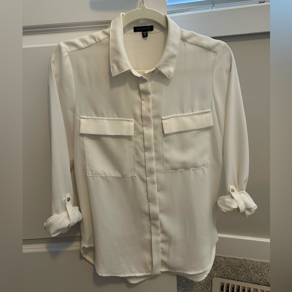 Dynamite Button Up Blouse | White